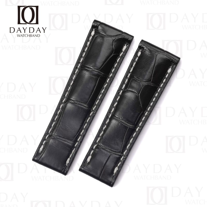 Custom handmade replacement Black alligator leather watch bands for Rolex Daytona strap 20mm