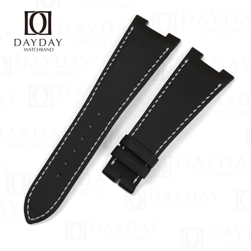 Custom handmade replacement Black calfskin leather watchband for Patek Phillipe Nautilus PP 5711 5712 strap