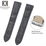 Custom handmade replacement aftermarket black alligator leather watch band for Cartier Santos quickswitch strap 19mm 21mm