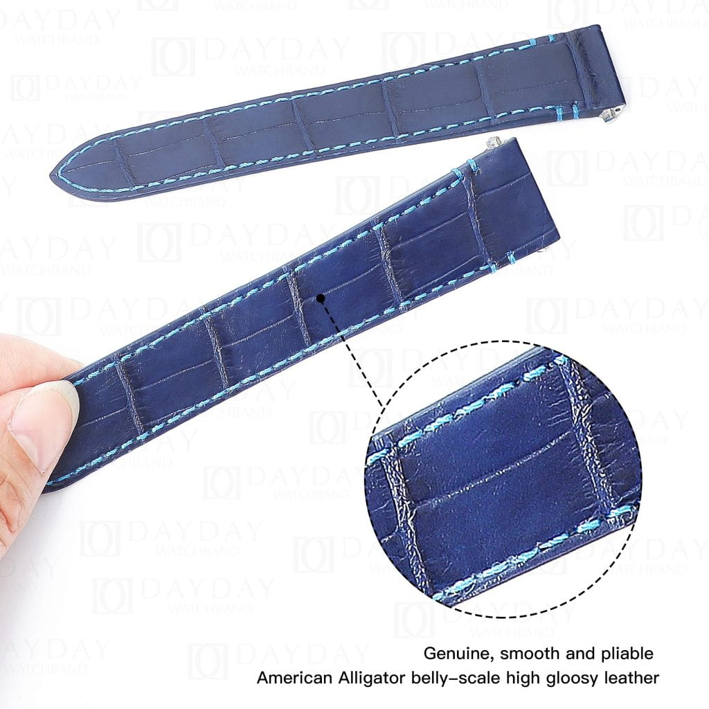 Custom-handmade-replacement-aftermarket-blue-alligator-leather-watch-band-for-Cartier-Santos-quickswitch-strap-19mm-21mm