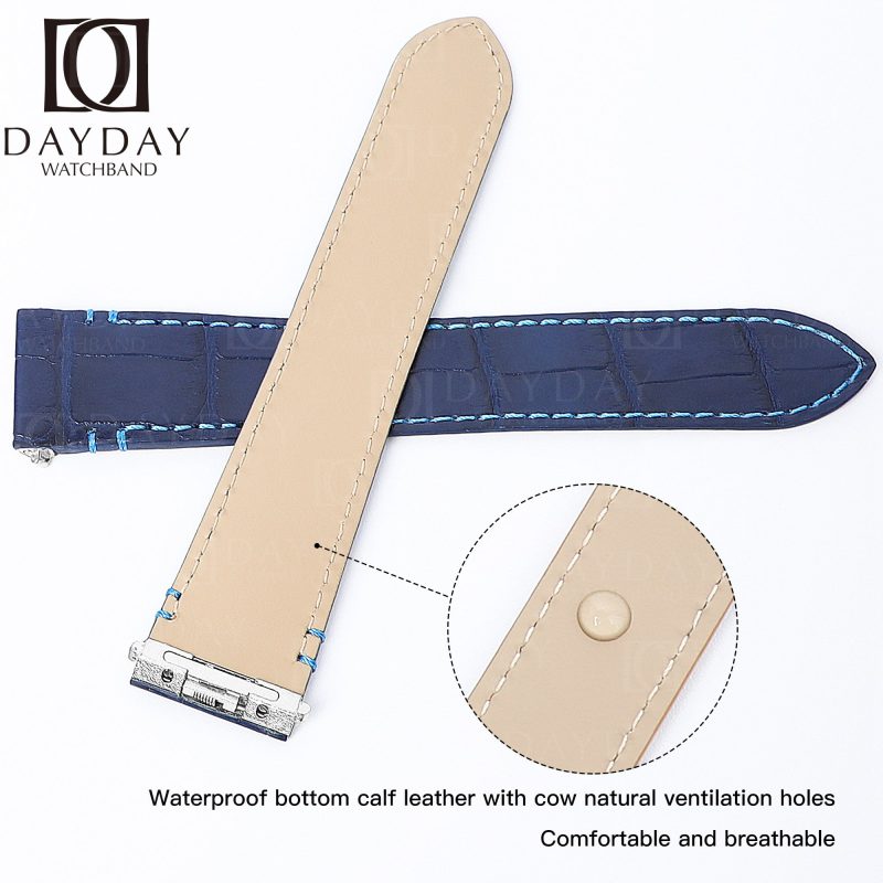 Custom-handmade-replacement-aftermarket-blue-alligator-leather-watch-band-for-Cartier-Santos-quickswitch-strap-19mm-21mm