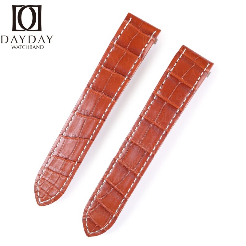 Custom-handmade-replacement-aftermarket-brown-alligator-leather-watch-band-for-Cartier-Santos-quickswitch-strap-19mm-21mm