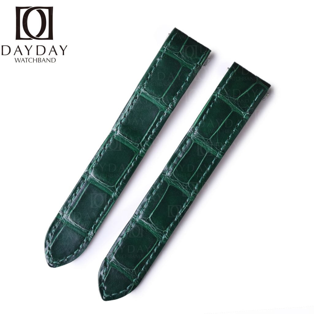 Custom-handmade-replacement-aftermarket-green-alligator-leather-watch-band-for-Cartier-Santos-quickswitch-strap-19mm-21mm