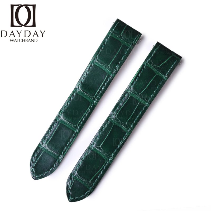 Custom-handmade-replacement-aftermarket-green-alligator-leather-watch-band-for-Cartier-Santos-quickswitch-strap-19mm-21mm