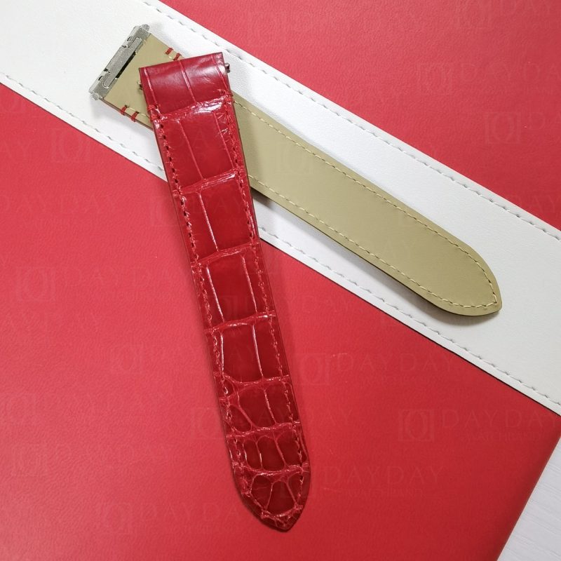 Custom-handmade-replacement-aftermarket-red-alligator-leather-watch-band-for-Cartier-Santos-quickswitch-strap-19mm-21mm