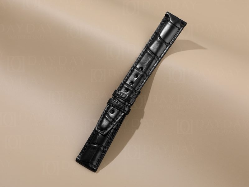 Custom handmade replacement black alligator leather watch band strap 20mm 22mm for IWC Portuguese Portofino watch