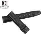 Custom handmade replacement black alligator leather watch band 20mm 22mm for IWC Portuguese Portofino watch aftermarket for sale