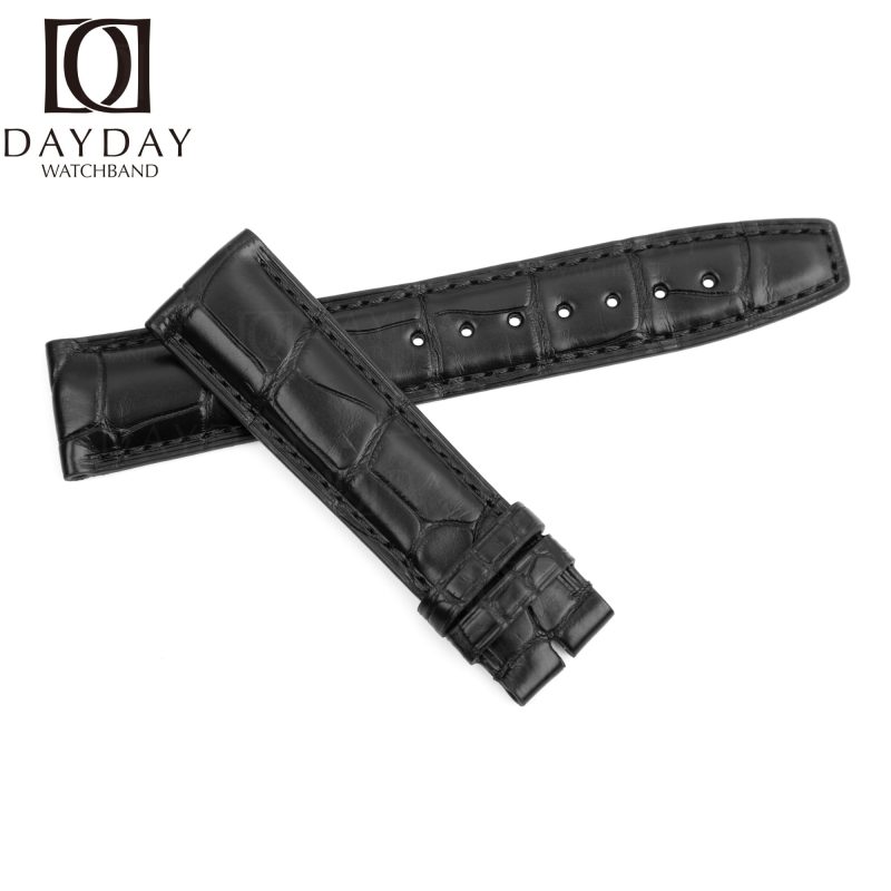 Custom handmade replacement black alligator leather watch band 20mm 22mm for IWC Portuguese Portofino watch aftermarket for sale