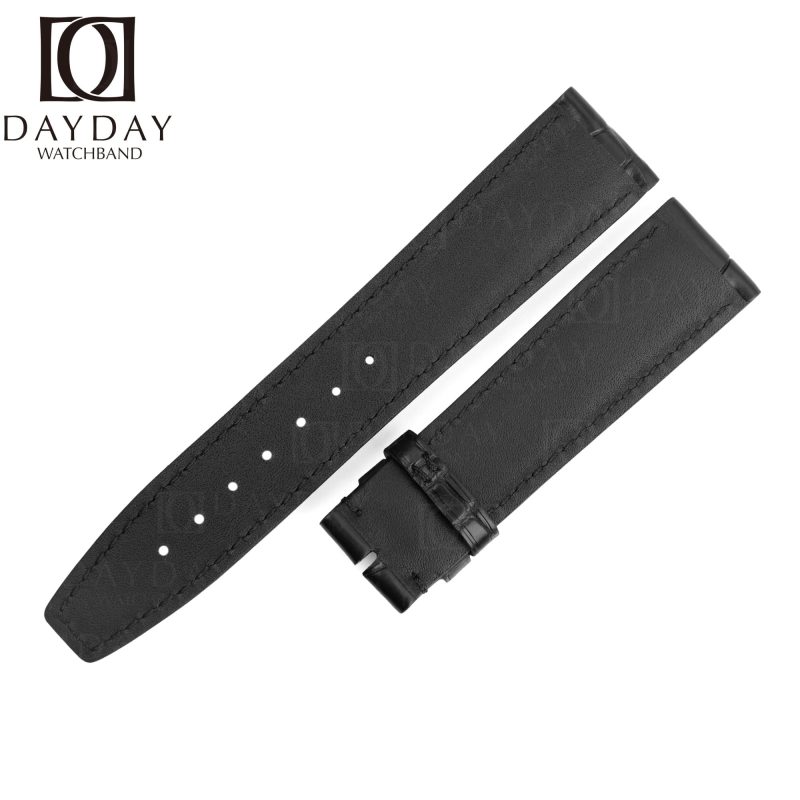 Custom handmade replacement black alligator leather watch band 20mm 22mm for IWC Portuguese Portofino watch