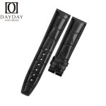 Custom handmade replacement black alligator leather watch band strap 20mm 22mm for IWC Portuguese Portofino watch