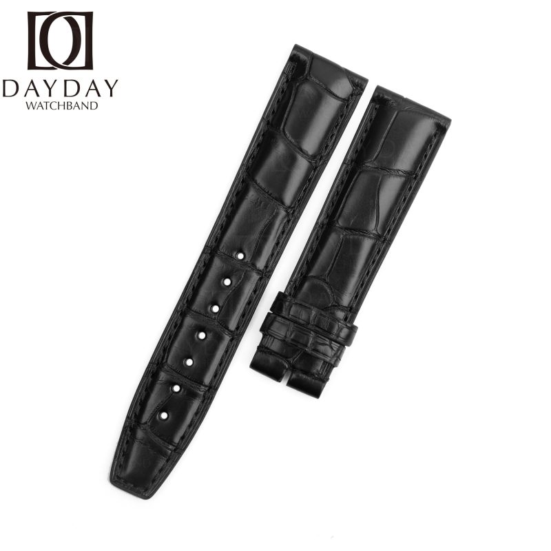 Custom handmade replacement black alligator leather watch band strap 20mm 22mm for IWC Portuguese Portofino watch
