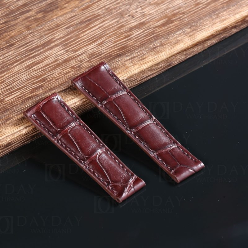 Custom-handmade-replacement-brown-alligator-leather-watch-band-for-Rolex-Daytona-strap-20mm