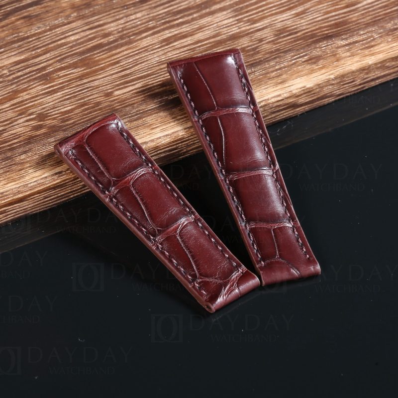 Custom-handmade-replacement-brown-alligator-leather-watch-band-for-Rolex-Daytona-strap-20mm