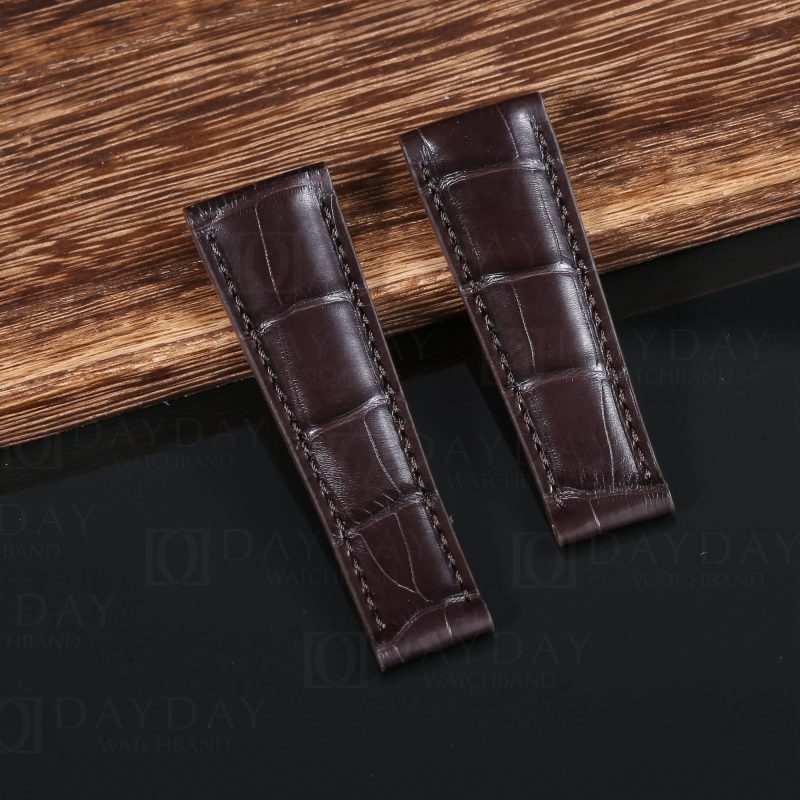 Custom-handmade-replacement-brown-alligator-leather-watch-band-for-Rolex-Daytona-strap-20mm
