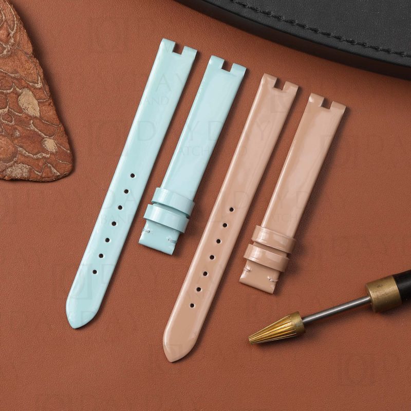 Custom handmade strap for Bvlgari B.zero1 ice blue patent leather watch band (1)