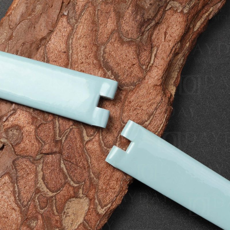 Custom handmade strap for Bvlgari B.zero1 ice blue patent leather watch band (3)