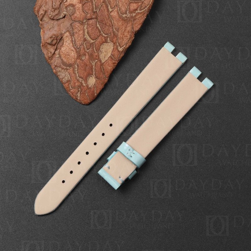 Custom handmade strap for Bvlgari B.zero1 ice blue patent leather watch band (4)
