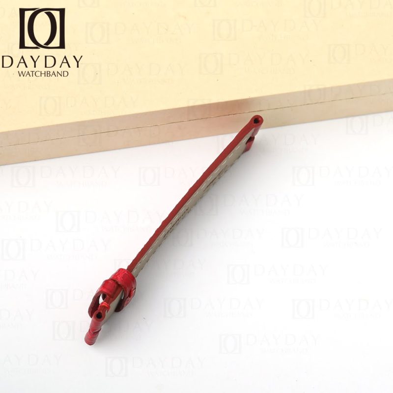 Custom-genuine red belly scale alligator-leather-watch strap-for-Cartier-Baignoire-ladies-watch
