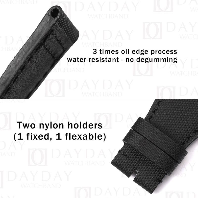 Custom replacement Black Canvas Nylon watch bands for IWC Big Pilot Strap (2)