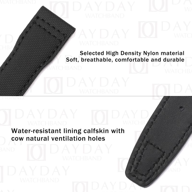 Custom replacement Black Canvas Nylon watchbands for IWC Big Pilot Strap (2)