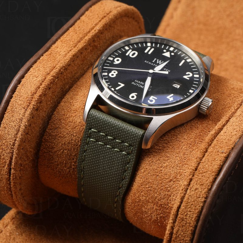 Custom replacement Olive Green Canvas Nylon watch band for IWC Big Pilot Strap (1)