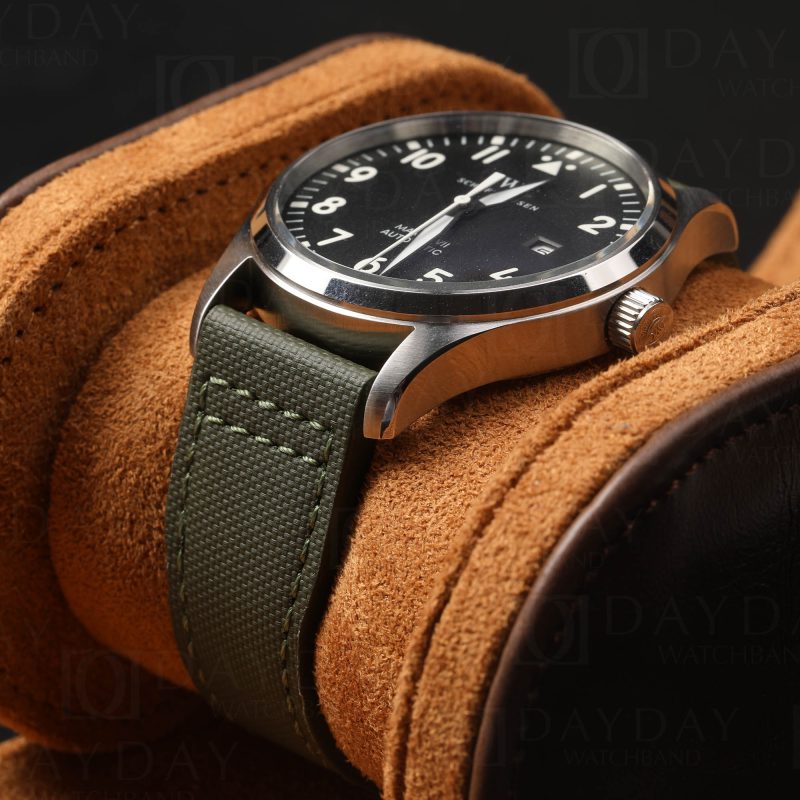 Custom replacement Olive Green Canvas Nylon watch band for IWC Big Pilot Strap (2)
