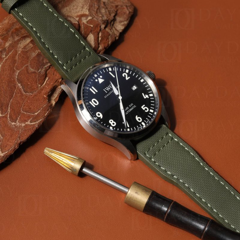 Custom replacement Olive Green Canvas Nylon watch band for IWC Big Pilot Strap (4)