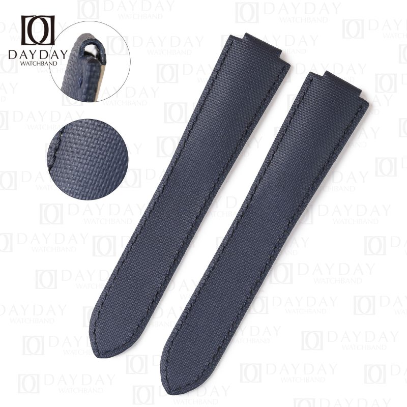 Custom replacement black canvas nylon watchbands for Cartier Ballon Bleu strap (2)