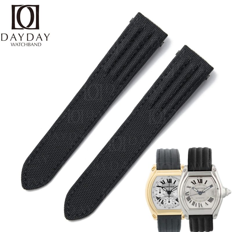 Custom replacement blue canvas nylon strap for Cartier Roadster watch band 20mm 19mm