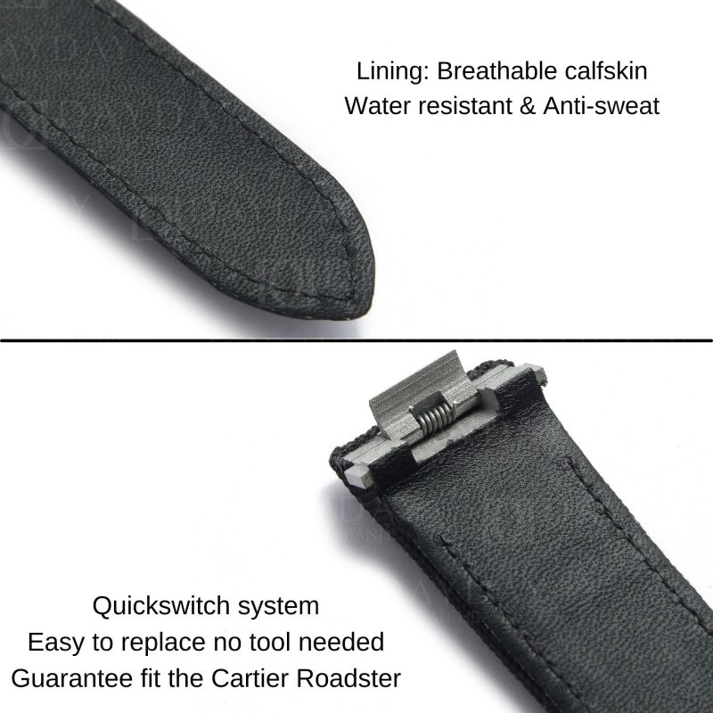 Custom replacement blue canvas nylon strap for Cartier Roadster watch band 20mm 19mm