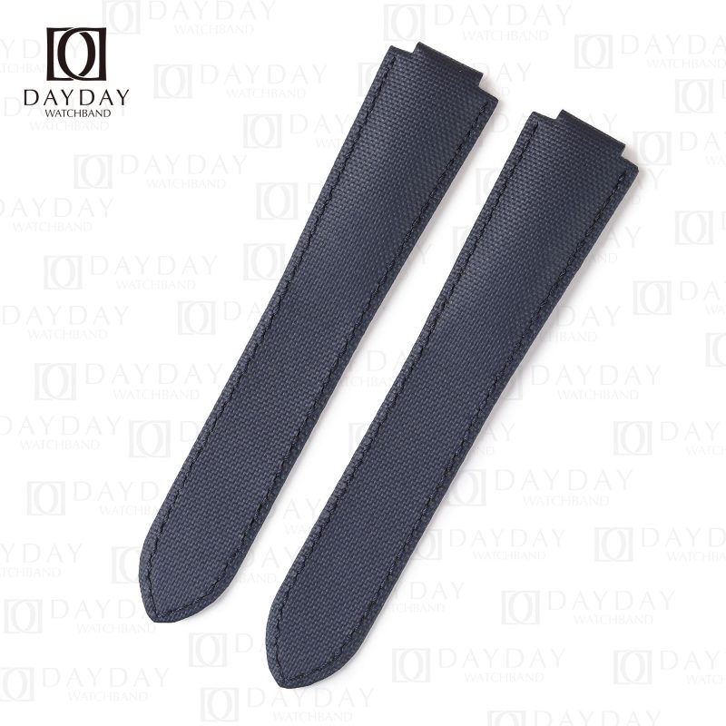 Custom replacement blue canvas nylon watchbands for Cartier Ballon Bleu PVD strap (1)