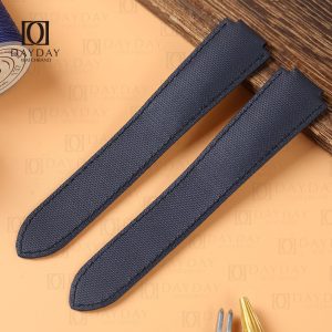 Custom replacement blue canvas nylon watchbands for Cartier Ballon Bleu PVD strap (4)