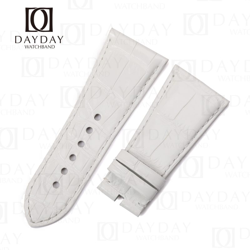 Custom white Alligator leather straps for Cartier Tank Divan watchband