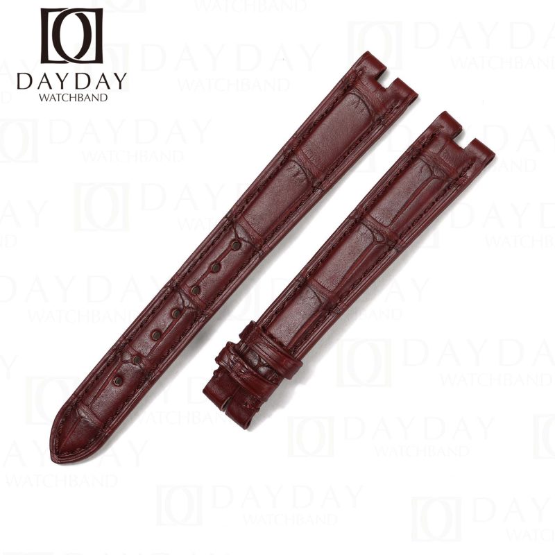Buy custom Vintage Cartier Vendome Must De Burgundy Brown leather watch band 14mm 16mm replacement for sale