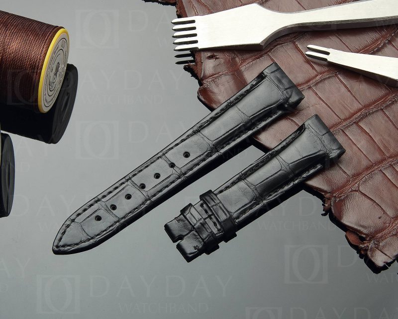 Custom bespoke Black Alligator leather watch strap band replacement for Franck Muller King Conquistador 8001 8002 8005 8006 SC