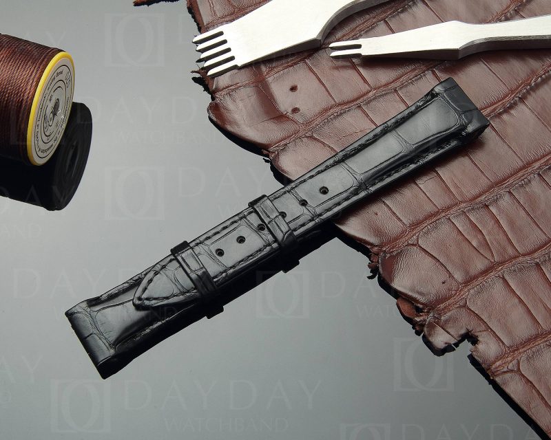 Custom bespoke Black Alligator leather watch strap band replacement for Franck Muller Geneve King Conquistador 8001 8002 8005 8006 SC