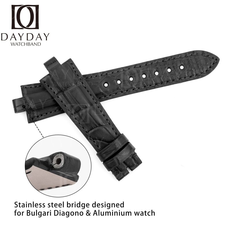 Handcrafted-Bvlgari-Aluminium-watch-black-Leather-Strap-for- saleHandcrafted-Bvlgari-Aluminium-watch-black-Leather-Strap-for- sale