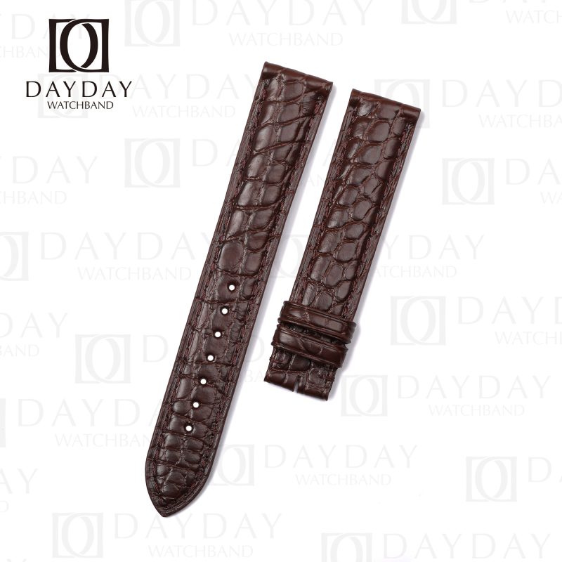 Handmade Cartier real Roun-Scale Dark Brown alligator leather strap replacement for Cartier Ronde & Tank Solo watch