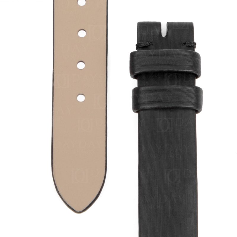 Handmade Ladies Cartier Baignoire Watch band Black satin leather strap for sale