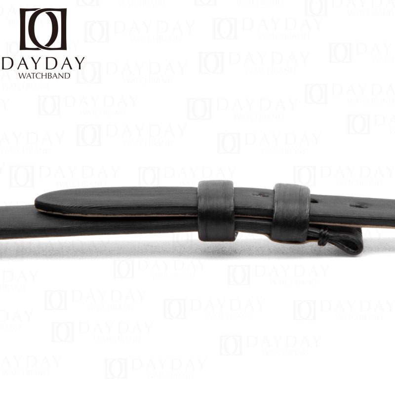 Handmade Ladies Cartier Baignoire Watch band Black satin leather strap for sale