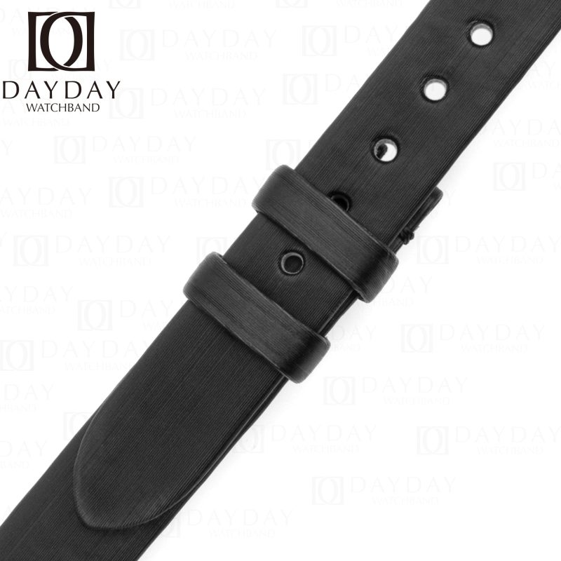 Handmade Ladies Cartier Baignoire Watch band Black satin leather strap for sale