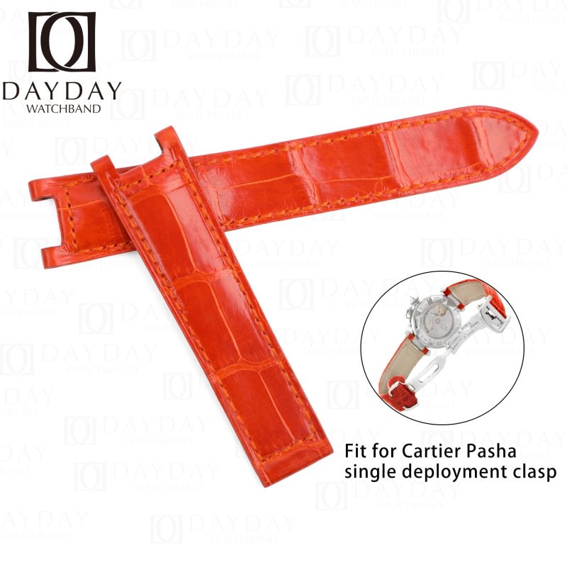 Handmade Leather Watch Band Single Folded fit for Pasha de Cartier strap