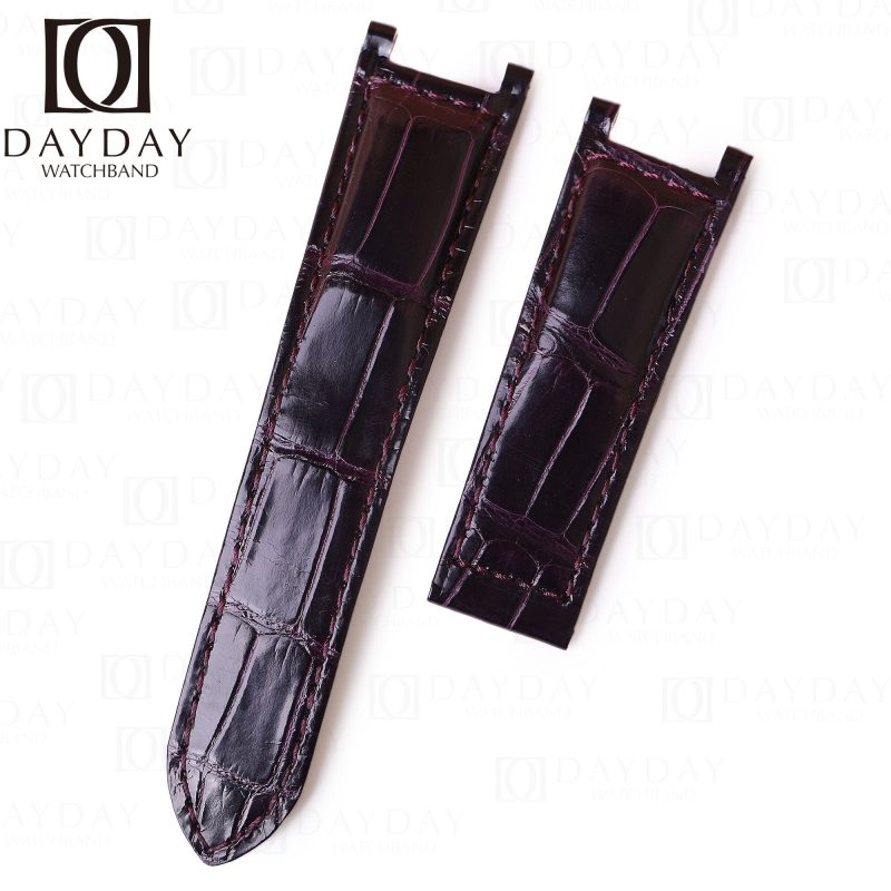 Handmade Dark Purple Leather Watch Band Single Folded fit for Pasha de Cartier strap