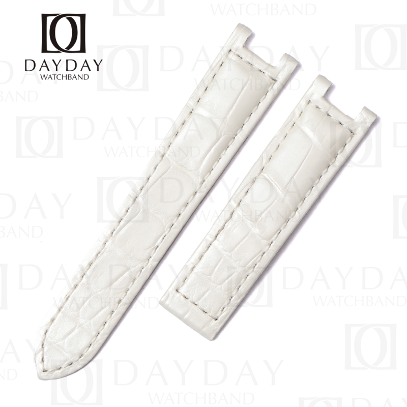 Handmade White Leather Watch Band Single Folded fit for Pasha de Cartier strap
