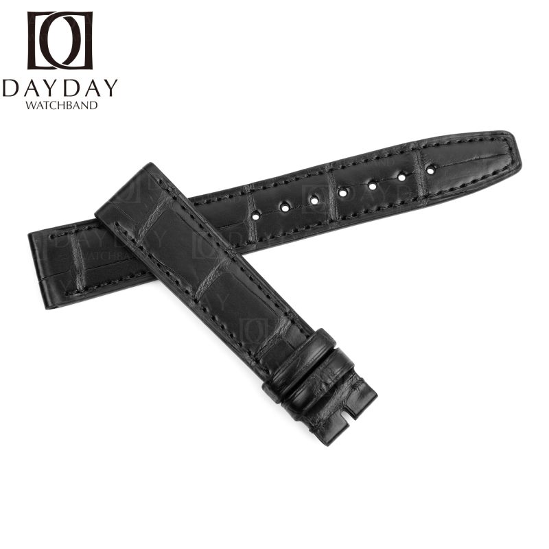 Custom Handmade-black-alligator-leather-watch-band-Schaffhause Portugieser Santoni-for-IWC-Portofino-ladies-watch-band for sale aftermarket