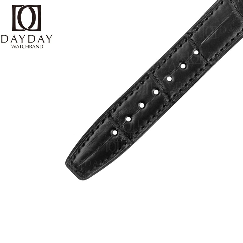 Custom Handmade-black-alligator-leather-watch-band-strap Santoni-for-IWC-Schaffhause Portuguese Portofino-ladies-watch-band for sale aftermarket