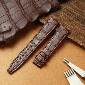 Personalized Handmade-brown-alligator croco-leather-watch-band-Santoni-for-IWC-Schaffhause Portuguese Portofino-ladies-watch-band replacement aftermarket