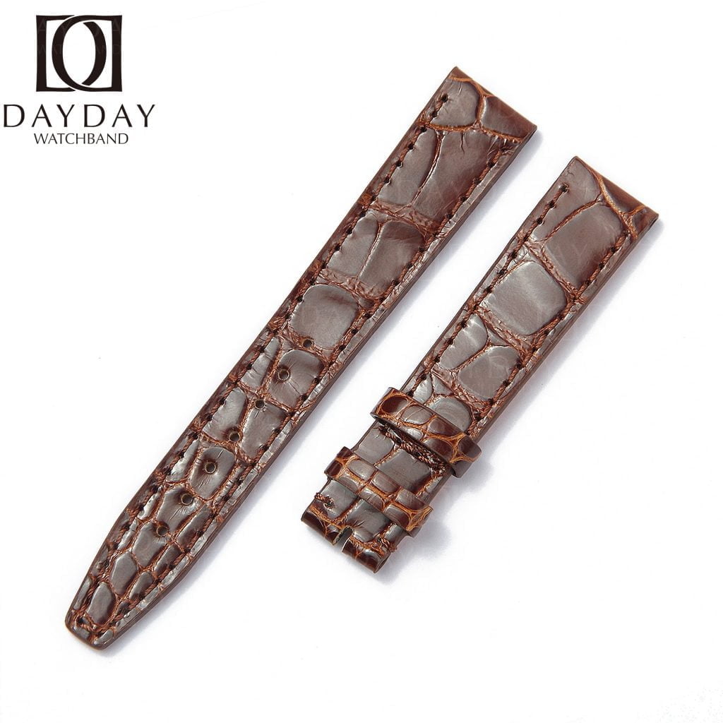 Personalized Handmade-brown-alligator croco-leather-watch-band-Santoni-for-IWC-Portofino-ladies-watch-band replacement aftermarket