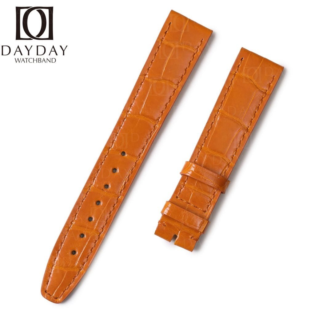 Personalized Handmade-yellow-alligator croco-leather-watch-band-Santoni-for-IWC-Portofino-ladies-watch-band replacement aftermarket