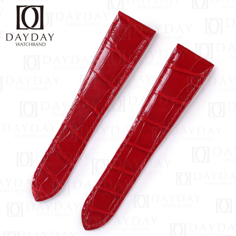 Handmade red leather watch strap band fit for Cartier Calibre